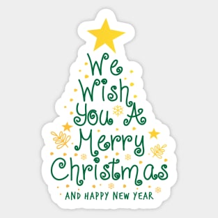 Merry Christmas Tree-We wish you a Merry Christmas Sticker